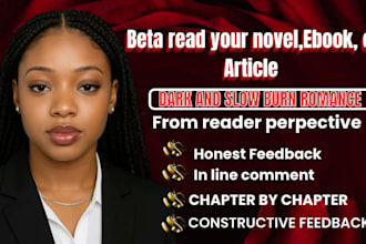 beta read your dark romance or slow burn romance novel