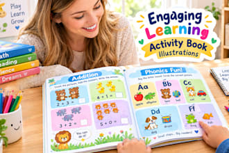 create educational workbook illustrations that make learning fun