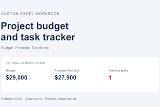 build a custom excel project budget and task tracker