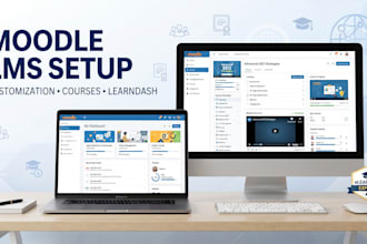 setup moodle lms, customize moodle, learndash and elearning website courses