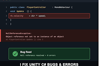 debug and fix errors in your unity game project