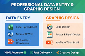 do data entry ms office work and canva photoshop design work