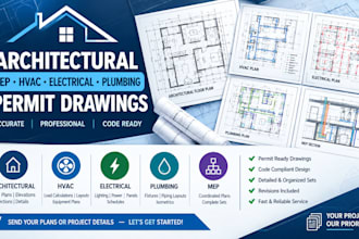 create architecture, mep, hvac, electrical, plumbing  permit drawings