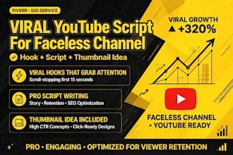 write viral faceless youtube script with thumbnail idea