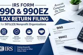 create and submit an irs form 990 and 990ez tax return for a 501c3 nonprofit
