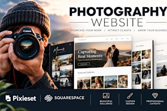 design an attractive pixieset website, squarespace, photography website, wedding