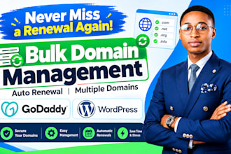 setup bulk domain management auto renewal for multiple godaddy domains wordpress