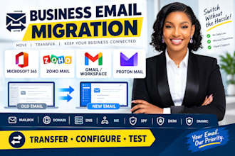 migrate business email between microsoft 365 zoho mail, gmail and proton mail