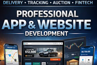 create delivery, tracking, auction, fintech app and website