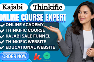 do thinkific online course promotion upload ghl, kajabi landing page website
