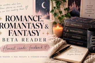 beta read your romance, romantasy or fantasy manuscript