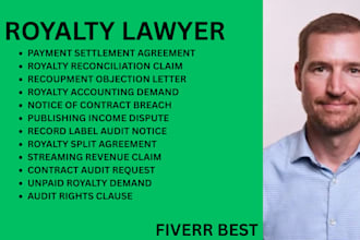 be your royalty lawyer for unpaid streaming royalties,recoupment and audit claim