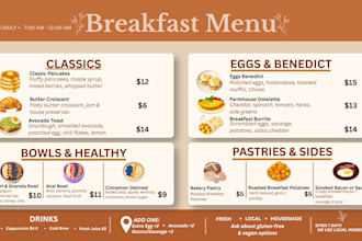 design professional food menu, restaurant menu, and cafe menu