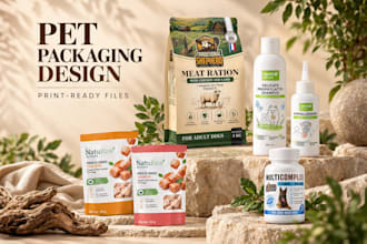 design pet food packaging, dog treat bags and pet product labels