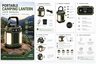 design product manual, user guide and step by step product instruction manual