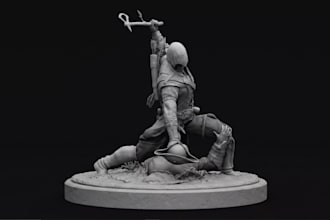 photo to physical 3dprint,sculpt figurines,ply,resin statue,watertight stl,armor