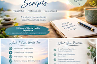 write a personalized hypnotherapy or hypnosis script