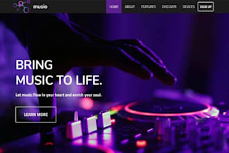design a music artist website for musicians, djs, bands and artists