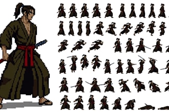 pixel art animation retro pixel 2d game art character sprite sheet game asset