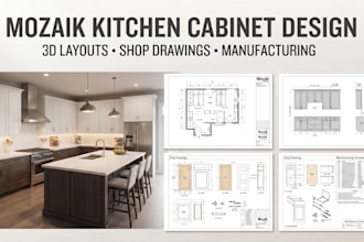 create mozaik kitchen cabinet designs 3d layout shop drawings and manufacturing