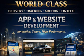 create delivery, tracking, auction, fintech app and website