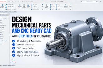 design mechanical parts and cnc ready cad with step files in solidworks