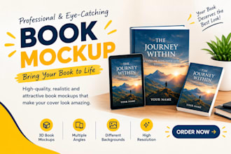 create realistic 3d book mockup ebook mockup and book cover mockup