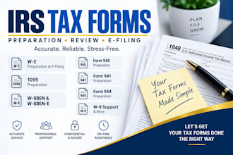 efile form w2, w9,w8 ben, 1099, 941, 940,944, 1040 forms