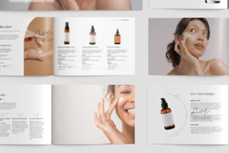 design promotional brochure booklet for med spa skincare cosmetic brand guide