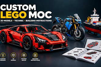 design custom lego moc,3d lego model,lego technic bike car ship with instruction