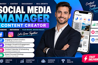 be your social media marketing manager content creator and fb instagram