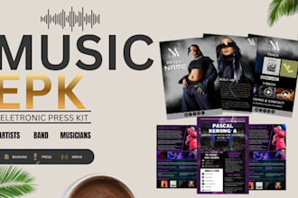 design a music epk artist press kit clickable PDF band epk and dj press kit