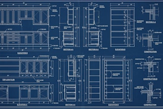 do millwork and cabinetry shop drawings with elevations sections and fabrication