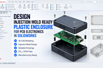 design injection mold ready plastic enclosure for pcb electronics in solidworks