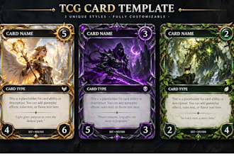 design reusable tcg card template, sport trading card game art card frame layout