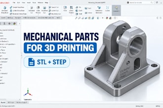 design 3d printable mechanical parts, functional prototypes stl step solidworks