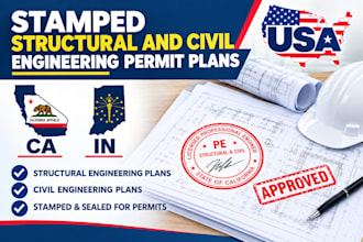 stamped structural and civil engineering permit plans ca, in