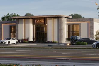 build commercial building,bank interior remodel,exterior render,lobby receiption