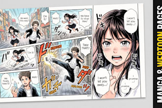 create manga webtoon comic pages sequential graphic novel cover character design