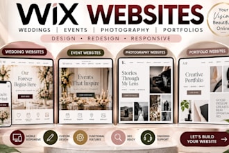 design wix wedding website, photography portfolio, rsvp, event gallery, invites