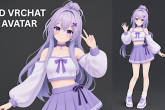 create vroid, vtuber and vrchat avatar with 3d rigging in blender