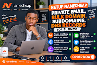 setup namecheap private email, bulk domain, subdomains, dns records for business