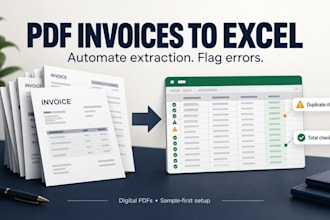 automate PDF invoice data extraction to excel with python