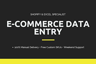 do ecommerce data entry and inventory excel product listing