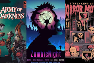 do 70s 80s retro vintage horror poster movie music horror poster halloween flyer