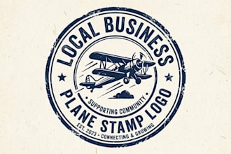 design a plane stamp logo for local businesses