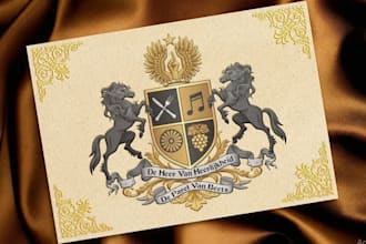 design custom vintage crest heraldic shield family crest coat of arm
