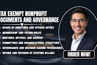 prepare tax exempt nonprofit documents and governance