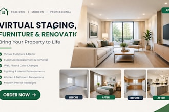 do realistic virtual staging, virtual furniture and virtual renovation
