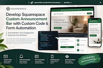 develop squarespace custom announcement bar with custom code and form automation